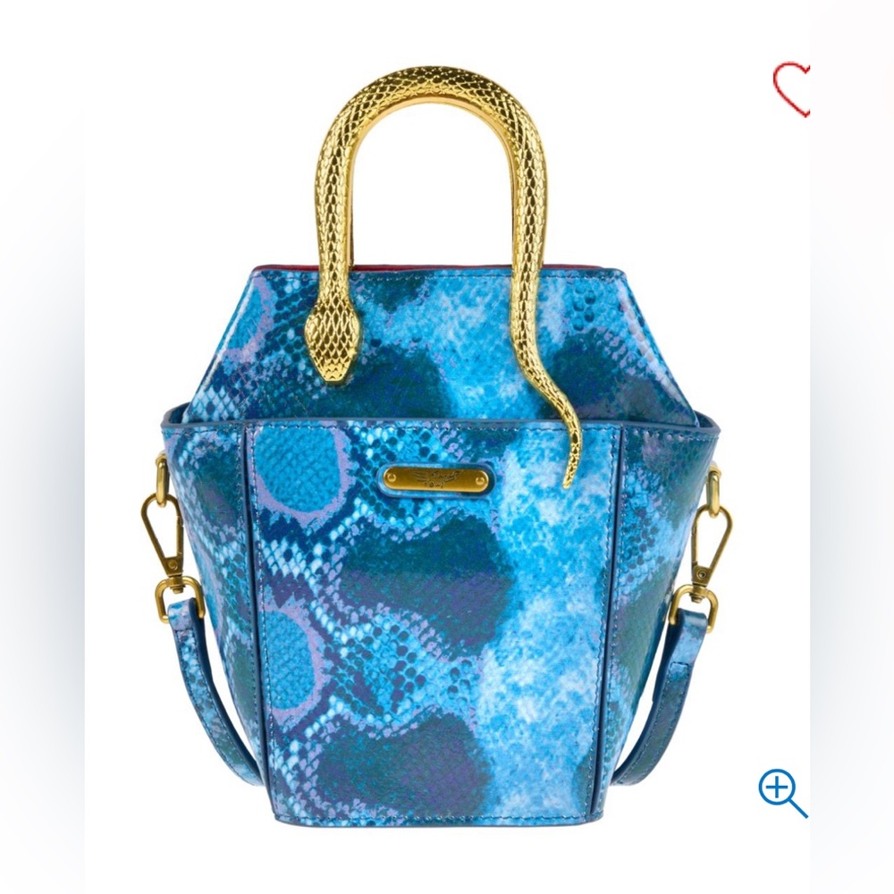 Sharif Legacy Serpantine Python Leather Mini Tote Bag- blue Multi NWT